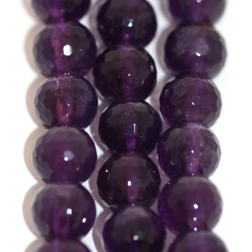 Amethyst, Kugelstrang facettiert 6mm - 1