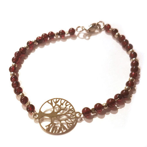 Granat-Armband mit Baum des Lebens Steindesign - 1
