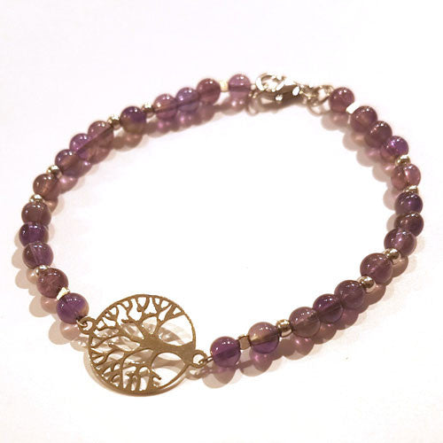 Amethyst-Armband mit Baum des Lebens Steindesign - 1