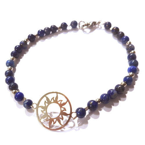 Lapis Lazuli-Armband mit Sonne des Lebens Steindesign - 1