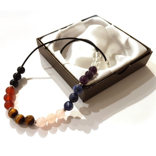 Leder-Collier Chakra Steindesign - 3
