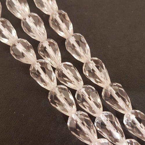 Bergkristall, Strang Tropfen 12x16mm fac. - 1