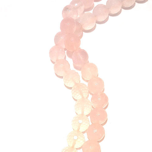 Rosenquarz Kugelstrang 14mm facettiert - 1