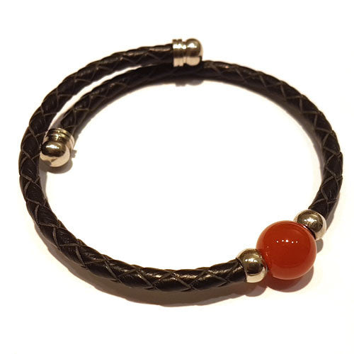 Leder-Armreif Karneol Single - 1
