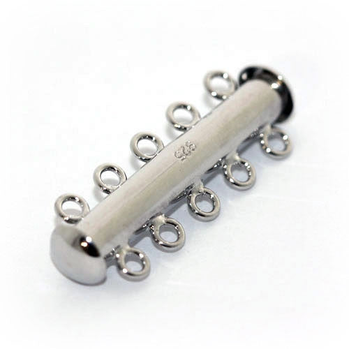 Armbandschließe Magnet 5reihig, Silber rhodiniert Steindesign - 1