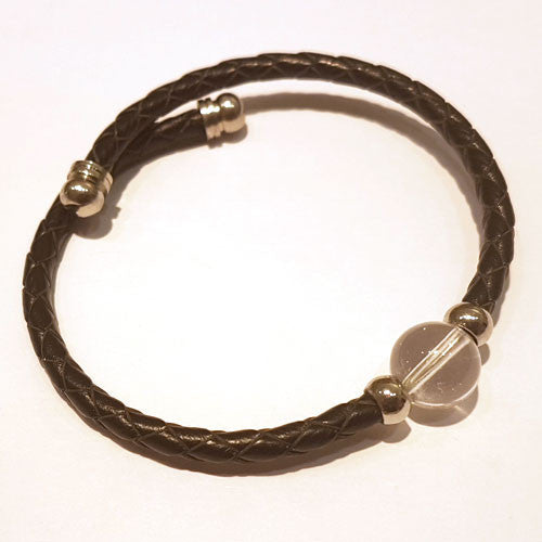 Leder-Armreif Bergkristall Single