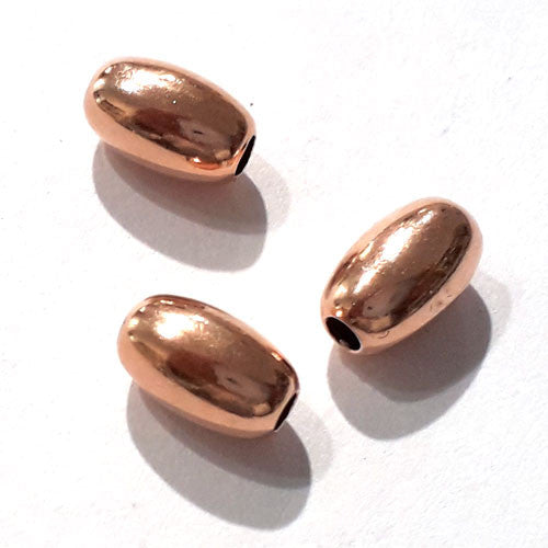 Olive 4 x 7 mm, 6 Stück, Silber rosé vergoldet - 2
