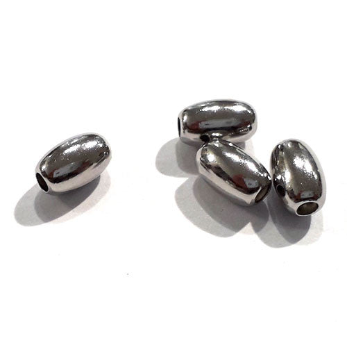 Olive 4 x 7 mm, 6 Stück, Silber rhodiniert - 1