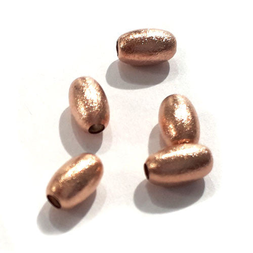 Olive 5 x 8 mm, 4 Stück, Silber rosé vergoldet matt - 1