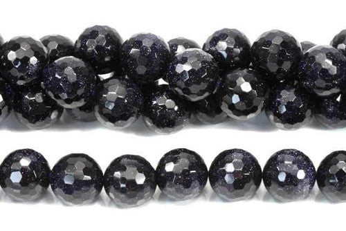 Goldfluss blau Kugelstrang facettiert 14 mm - 1