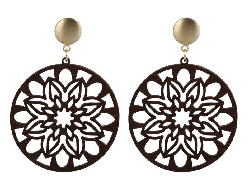 Ohrringe Holz Ornamental - 1