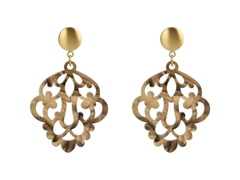 Ohrringe Acryl Ornamental beige - 1