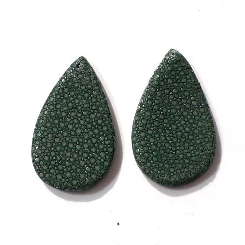 Rochenleder Tropfen dunkelgrün (1 Paar)  - 1