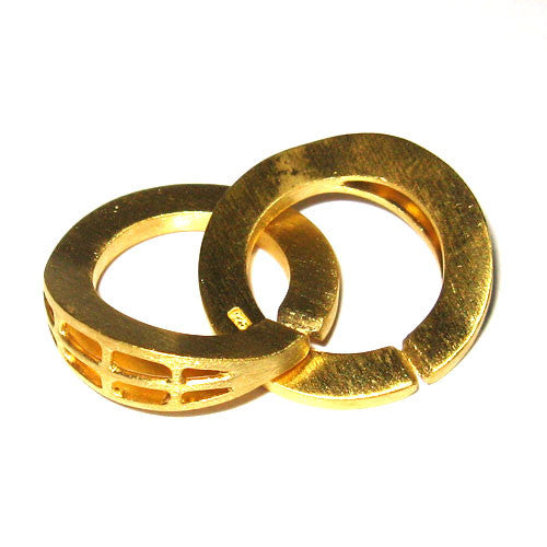 Doppelringschließe 25mm Silber vergoldet matt Steindesign - 1