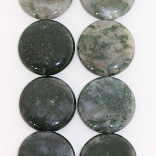 Moosachat, Strang flach rund 25mm - 1