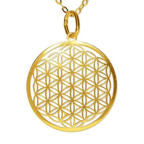 Blume des Lebens Anhänger silber vergoldet 15mm  - 1
