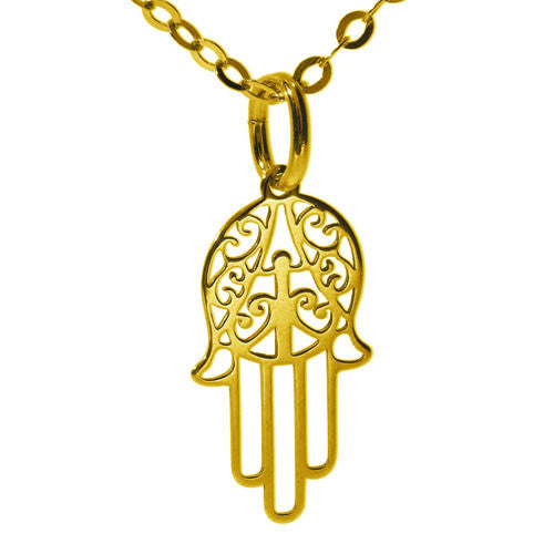 Fatimas Hand Anhänger silber vergoldet 15mm - 1