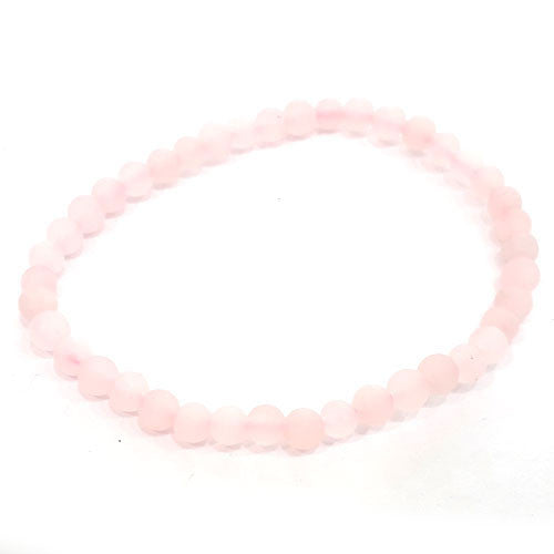 Rosenquarz matt Kugel-Armband 5mm - 2