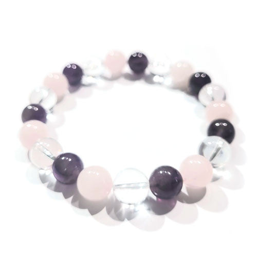 Amethyst-Rosenquarz-Bergkristall Armband 10mm - 2