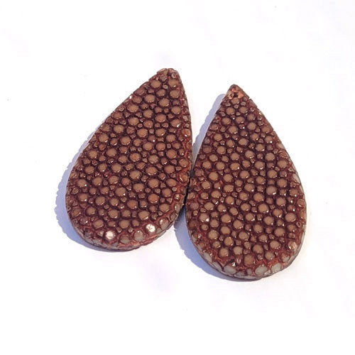 Rochenleder Tropfen dunkelbraun (1 Paar) - 1