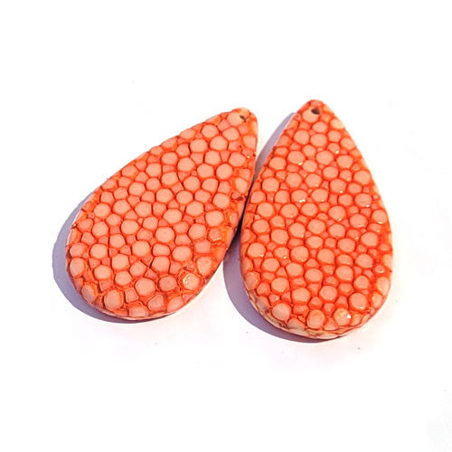 Rochenleder Tropfen dunkelorange (1 Paar)  - 1