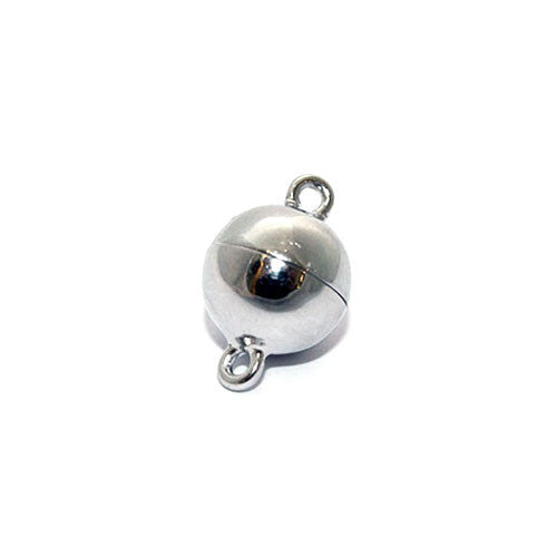 Magnetkugelschließe 8 mm, Silber rhodiniert Steindesign - 1