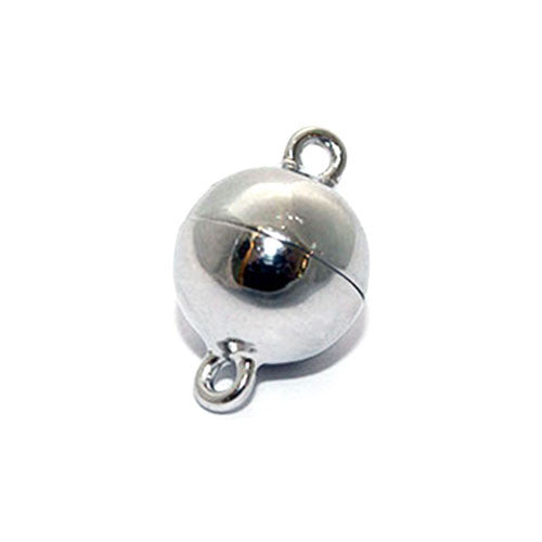 Magnetkugelschließe 12 mm, Silber rhodiniert Steindesign - 1