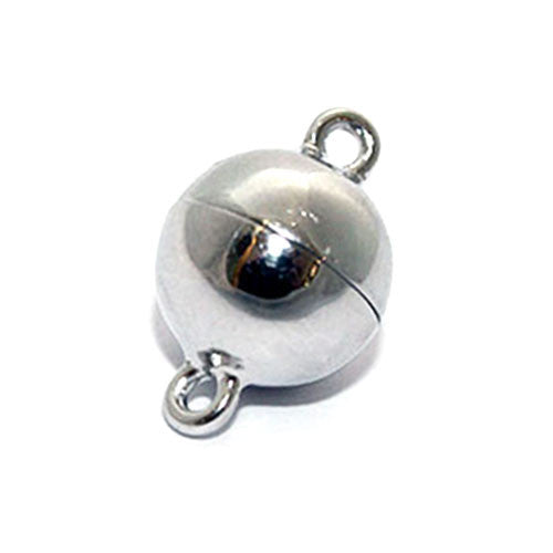 Magnetkugelschließe 14 mm, Silber rhodiniert Steindesign - 1