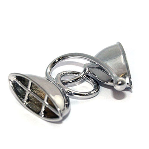 Doppelhaken oval groß, Silber rhodiniert Steindesign - 1