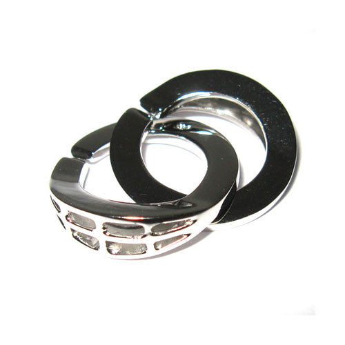 Doppelringschließe 25 mm Silber rhodiniert Steindesign - 1