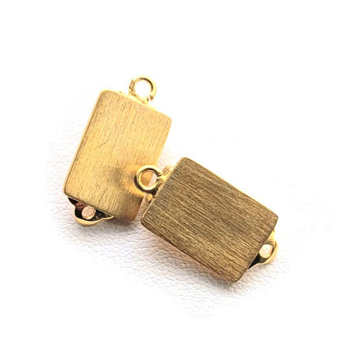 Ohrclipspatent Square, Silber vergoldet satiniert Steindesign - 1