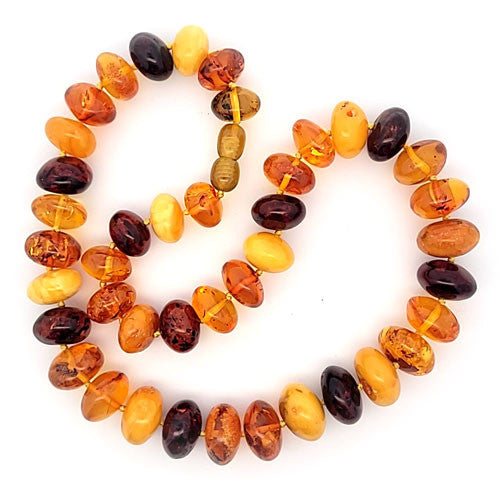 Bernstein Kette Button 10 x 16 mm, multi - 3