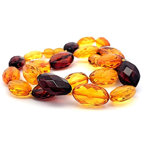 Bernsteinkette Oval facettiert multi - 3
