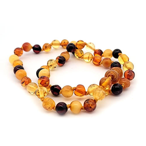 Bernstein-Babykette rund, multi - 4