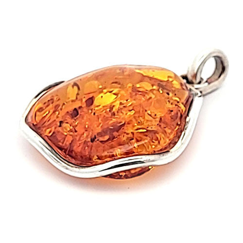 Bernstein-Silberanhänger Welle - 2