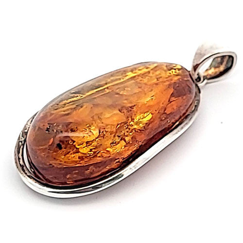 Bernstein-Silberanhänger Oval - 2