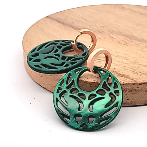 Ohrringe Perlmutt grün Steindesign - 2