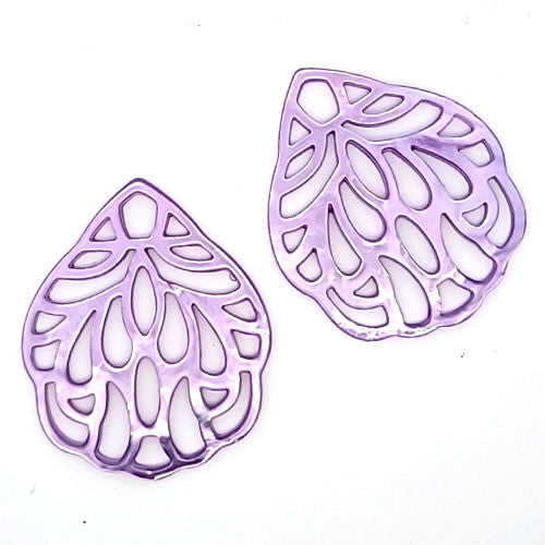 Ohrpendler Perlmutt Blatt groß, lila Steindesign - 2