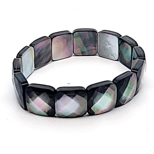 Perlmutt-Armband Tahiti Square facettiert, 14 mm - 3