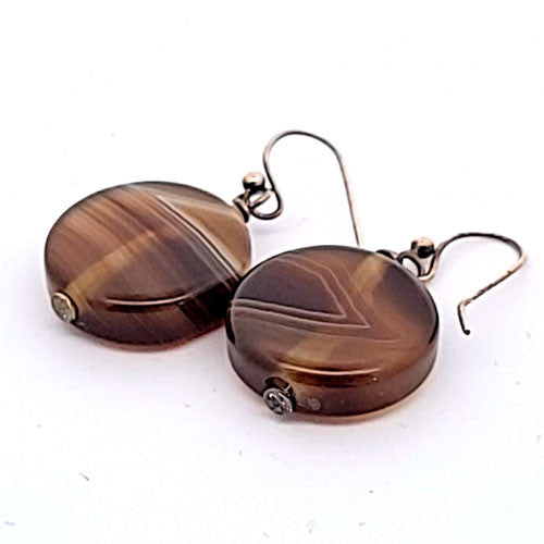 Brauner Achat Ohrringe  - 1