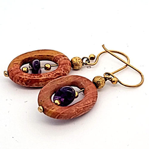 Ohrringe Jaspis mit Amethyst - 2