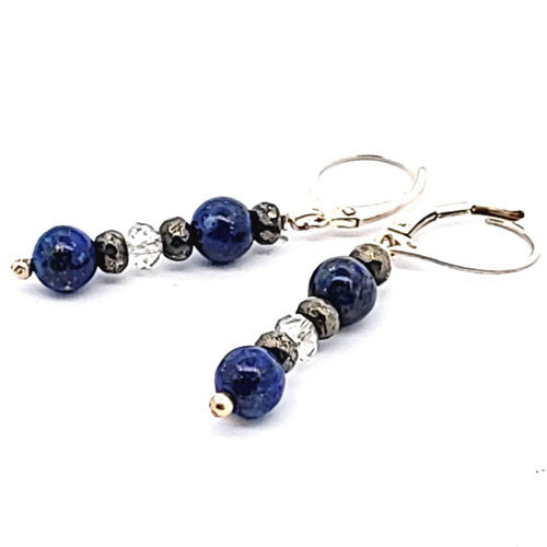 Ohrringe Lapislazuli mit Pyrit  - 1