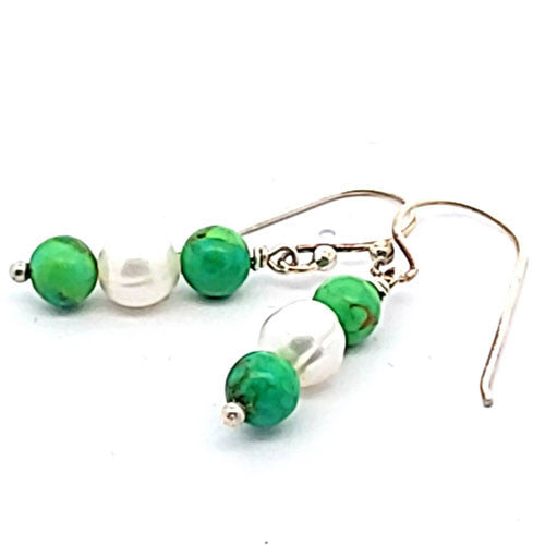 Ohrringe Türkis grün mit Perle - 2