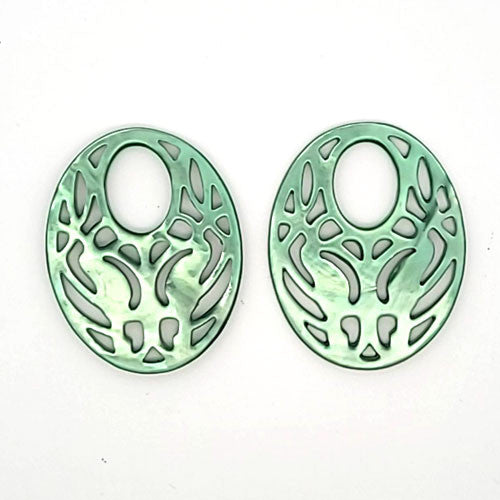 Ohrpendler Perlmutt Oval, seegrün - 3