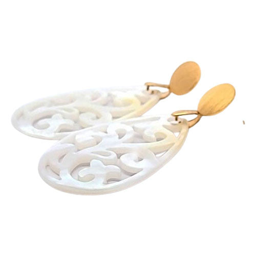 Ohrpendler Perlmutt Tropfen, weiß - 1