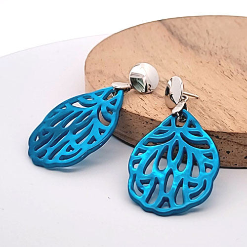 Ohrpendler Perlmutt Blatt klein, türkis  - 2