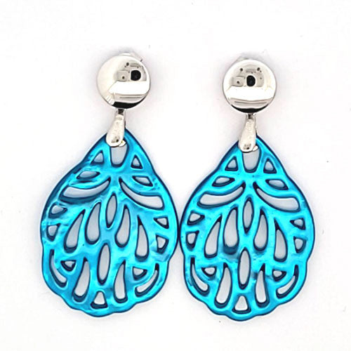 Ohrpendler Perlmutt Blatt klein, türkis - 3