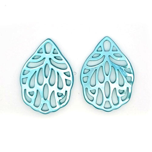 Ohrpendler Perlmutt Blatt klein, helltürkis - 3