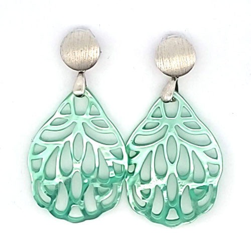 Ohrpendler Perlmutt Blatt klein, mintgrün - 1