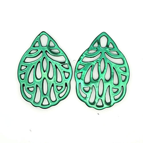Ohrpendler Perlmutt Blatt klein, grün - 2